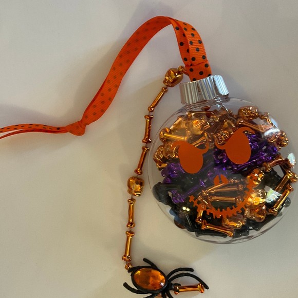 Halloween Glitter Ornament Spider Jack o lantern face - Picture 5 of 7